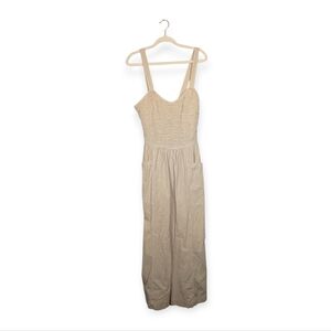 NWT Free People Light Sand Forever & Always Ruched Jumpsuit Size L